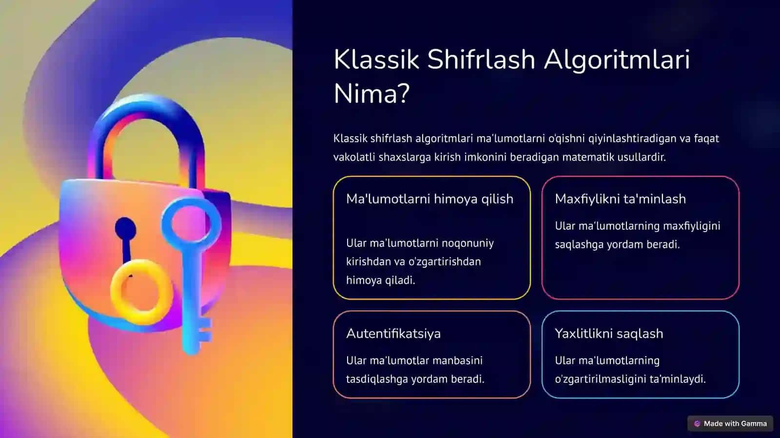 Klassik Shifrlash Algoritmlari 2