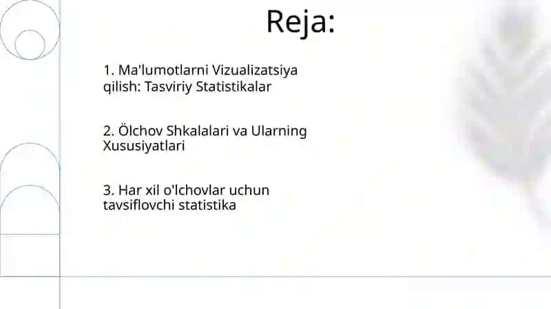 Õlchov shkalari uchun tavsiflovchi statistika 2
