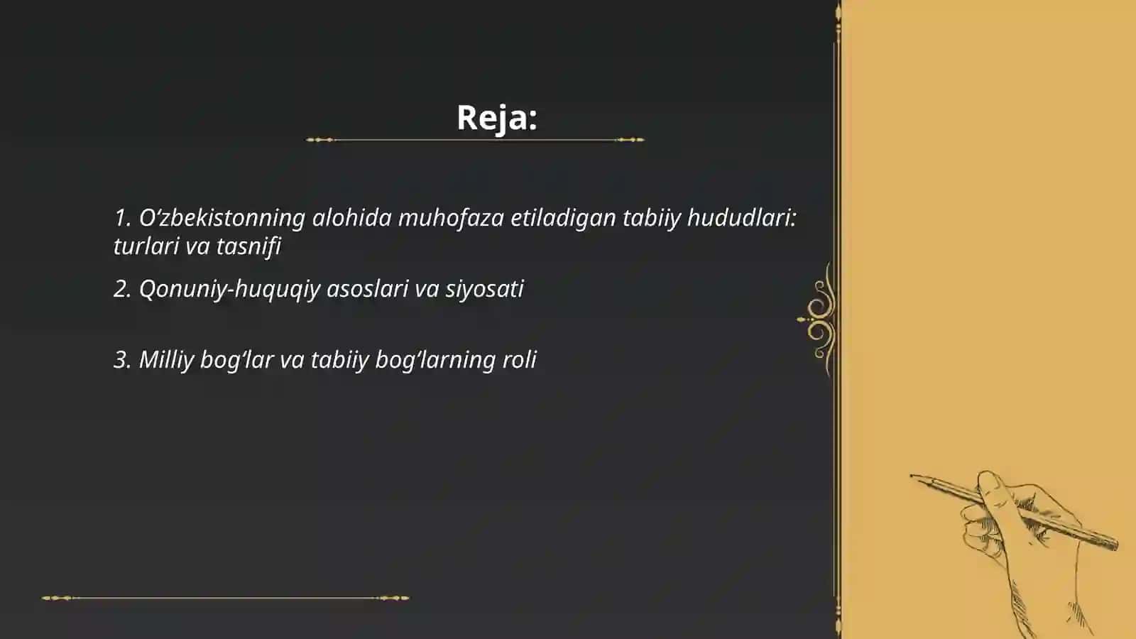 O‘zbekistonning alohida muhofaza etiladigan tabiiy hududlari: turlari va tasnifi 2