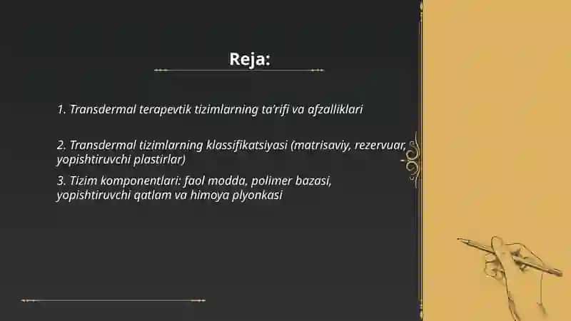 Transdermal terapevtik tizimlar 2