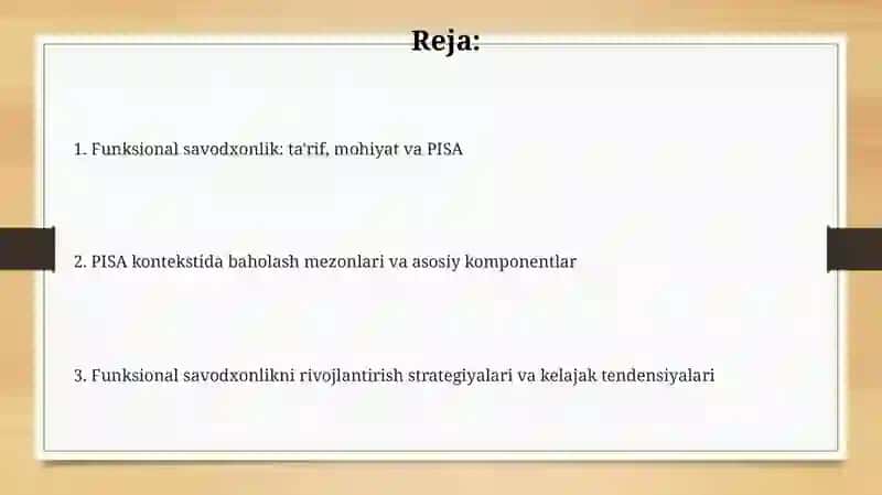 Funktsional savodxonlik tushunchasi va uning PISA kontekstida 2