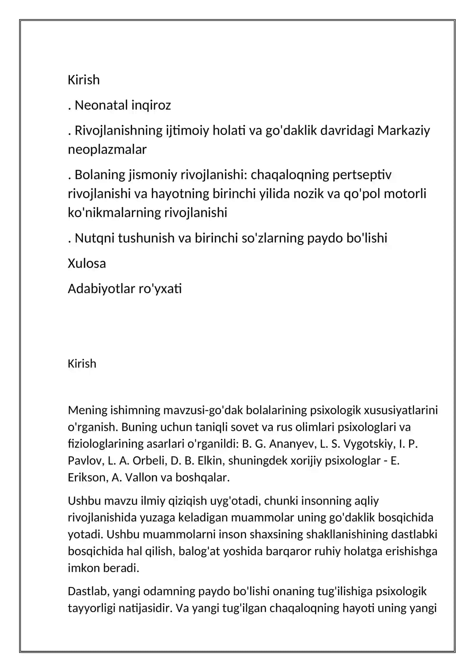 Chaqaloqlik davrining psixologik xususiyatlari psixodiagnostikasi 2