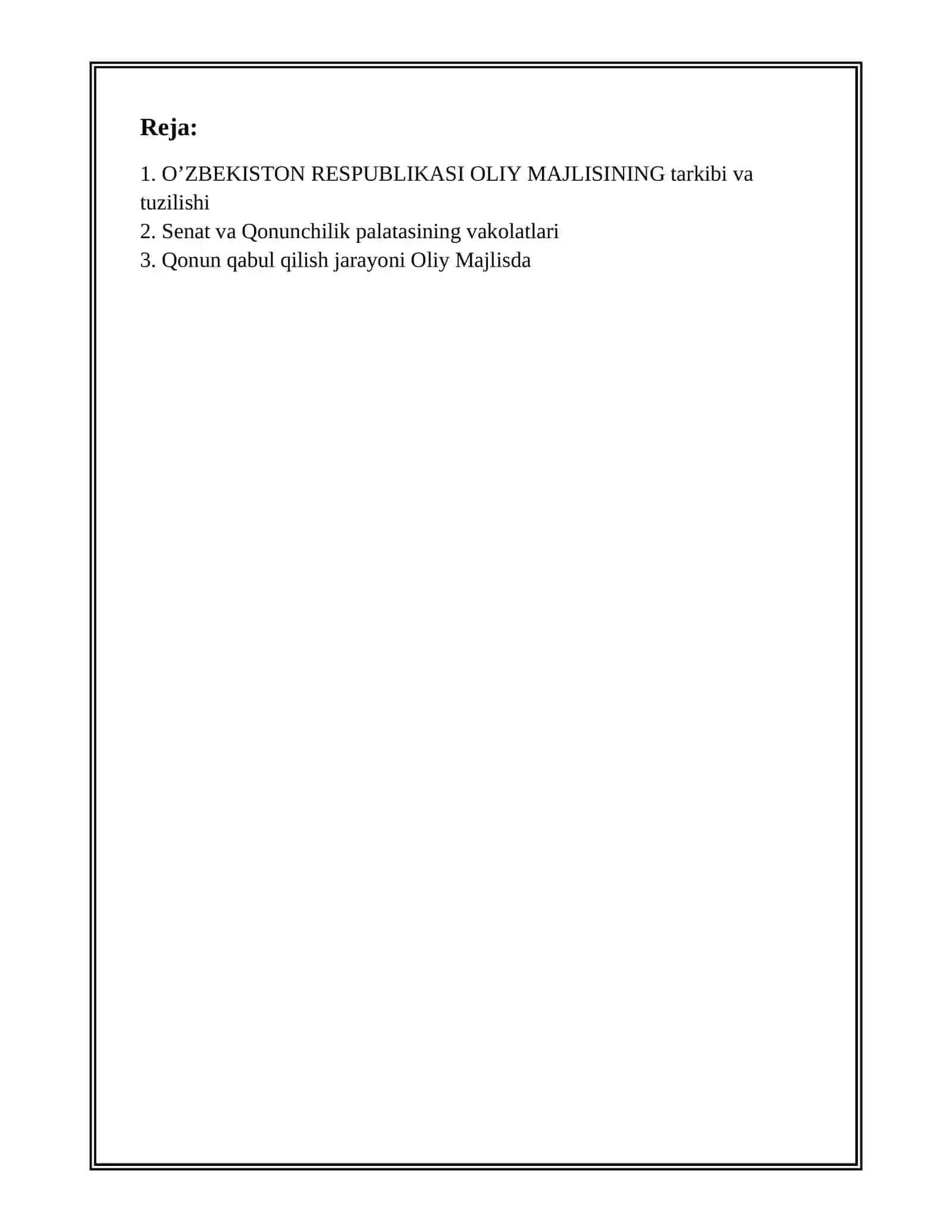 O'ZBEKISTON RESPUBLIKASI OLIY MAJLISI 2