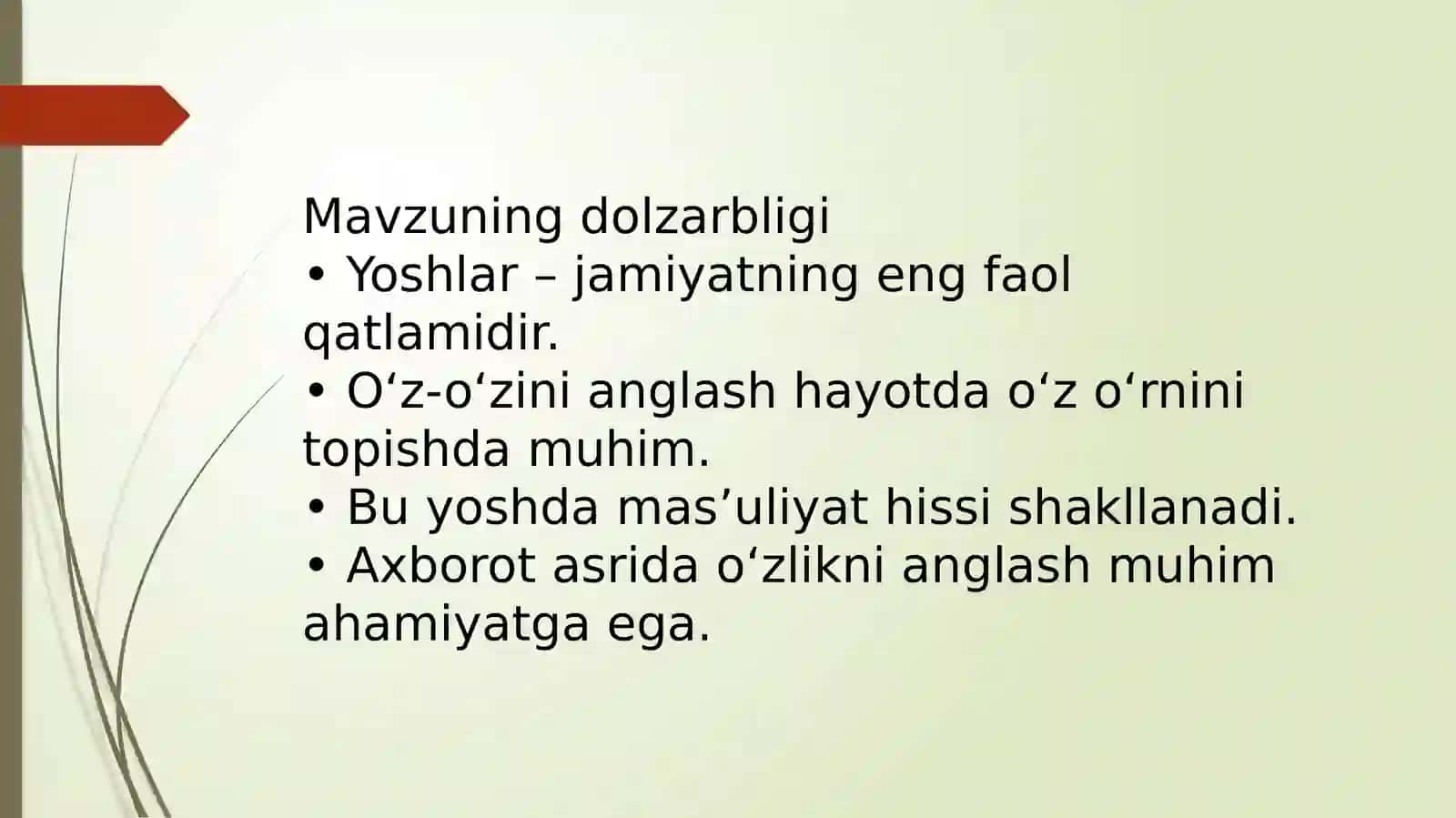 Yoshlarni ijtimoiy o‘z-o‘zini anglashga tayyorligini shakllantirish 2