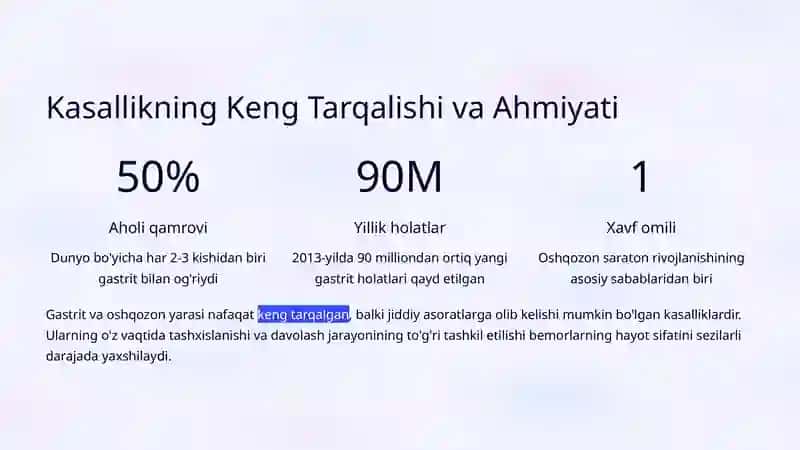 Gastrit va Oshqozon Yarasi Kasalligi: Etiologiya va Klinika 2