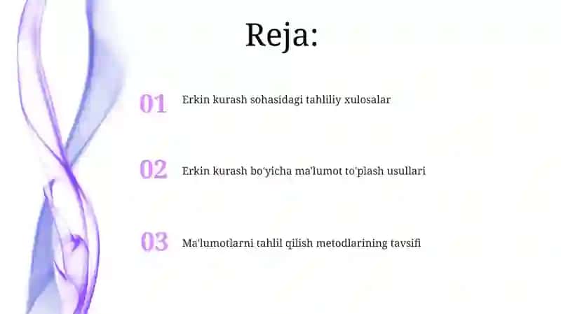 Erkin kurash bo'yicha ma'lumot to'plash usullari 2