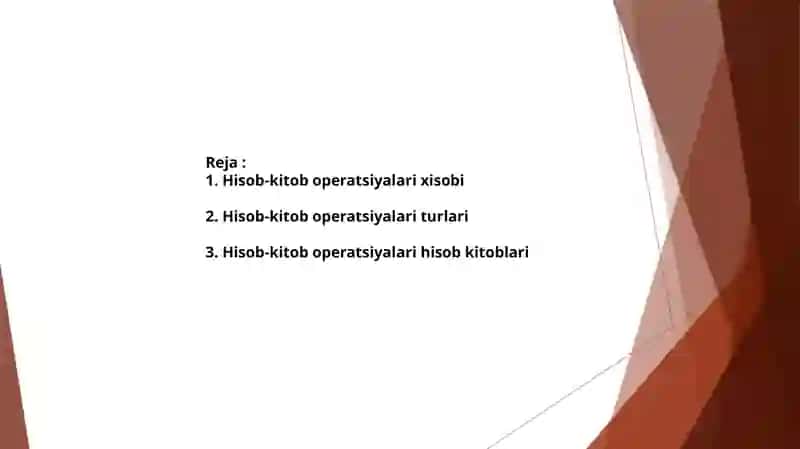 Hisob-kitob operatsiyalari xisobi 2