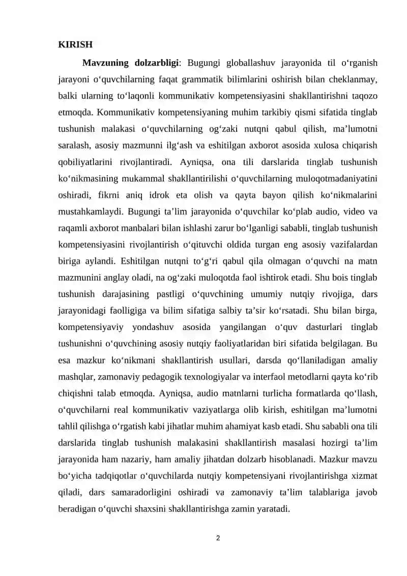Tinglab tushunish malakasi 2
