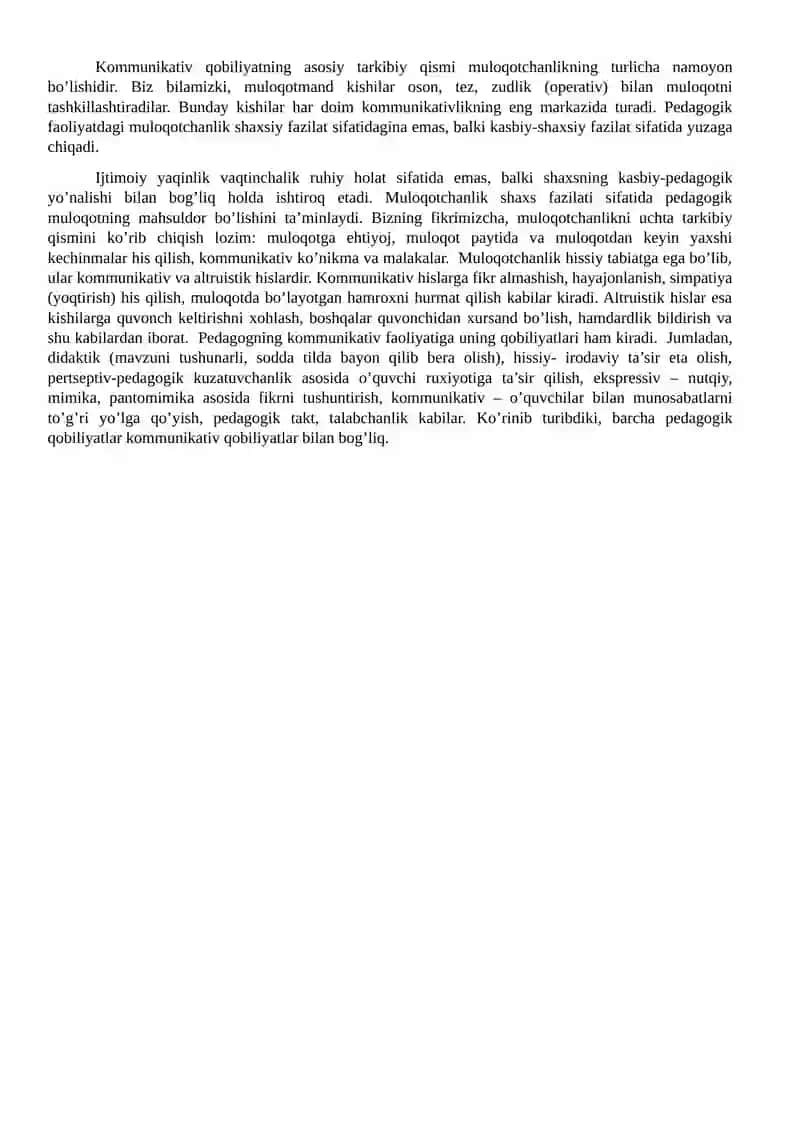 KOMMUNIKATIV QOBILIYAT VA PEDAGOGIK TA’SIR KO'RSATISH 2