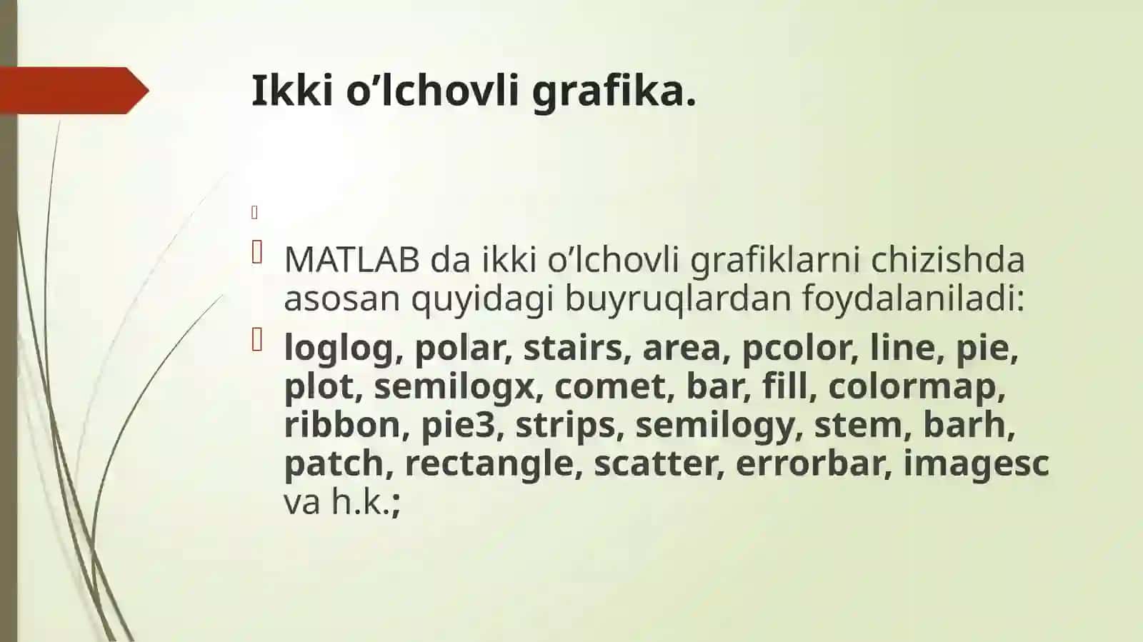 MATLAB DASTURINI FUNKSIYANING GRAFIGINI YARATISH 2