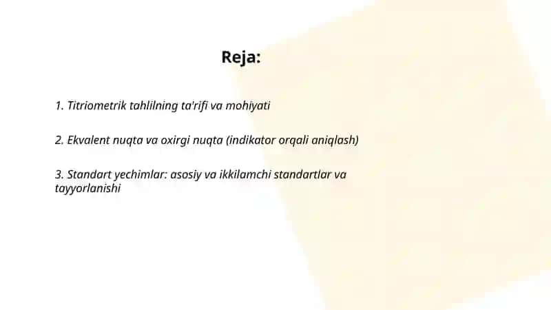 Titriometrik tahlil usullari va mohiyati 2