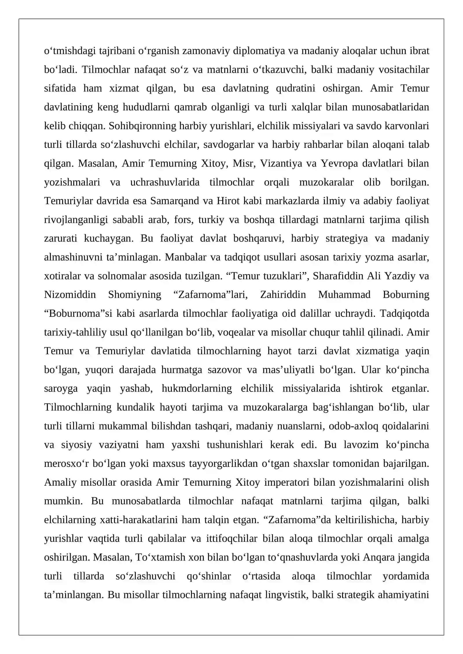Amir Temur va Temuriylar davlatida tilmochlarning hayot tarsi 2