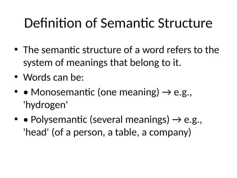 Semantic Structure of the English Word 2