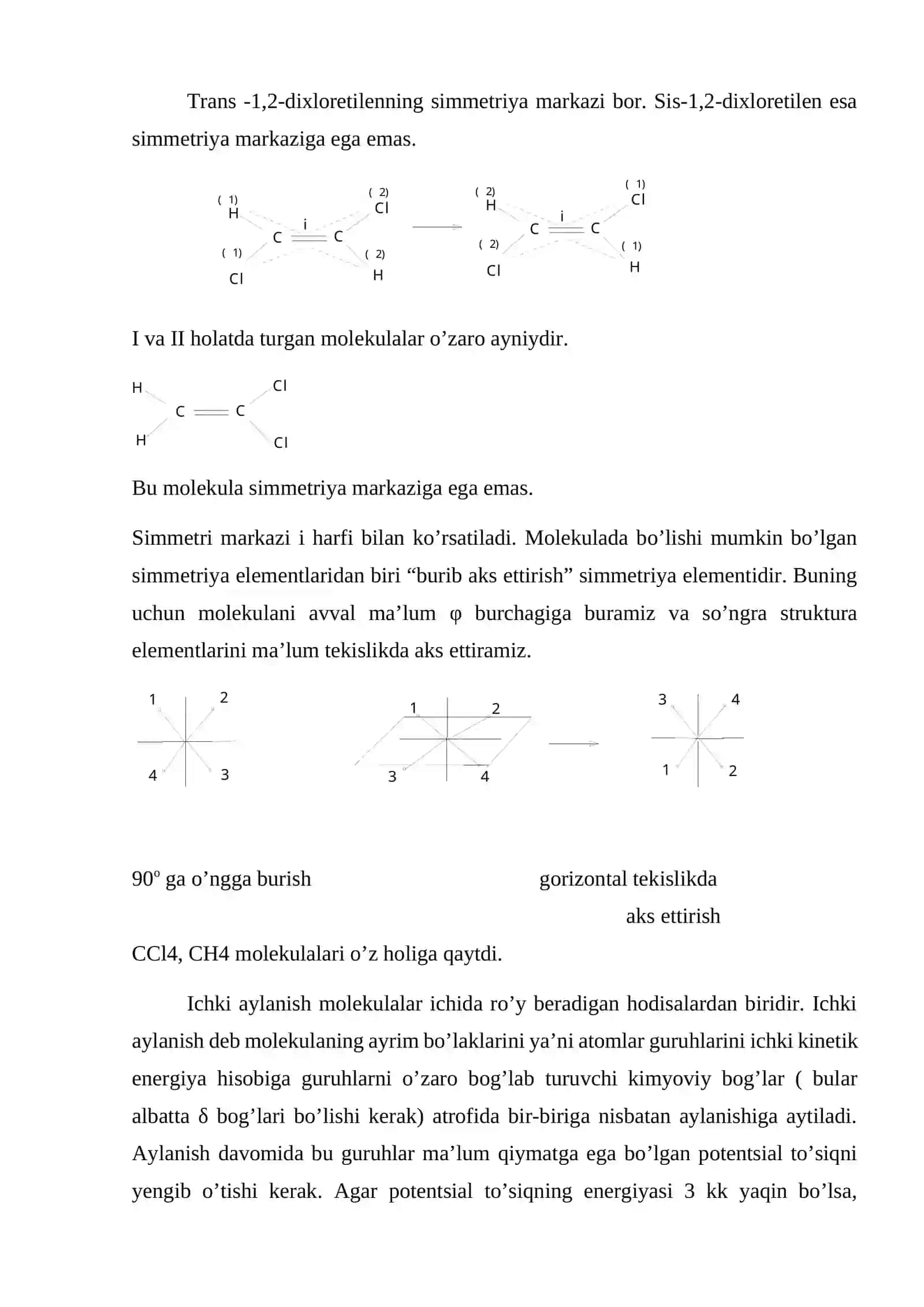 Molekulalarning simmetriya elementlari 2