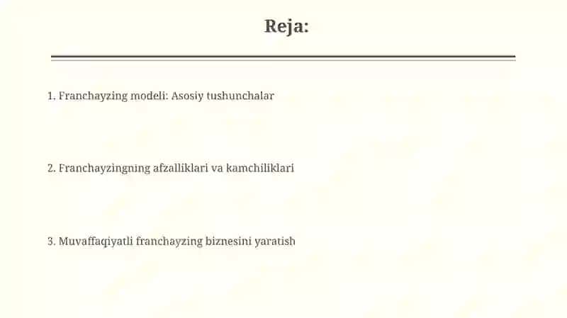 Franchayzing modeli 2