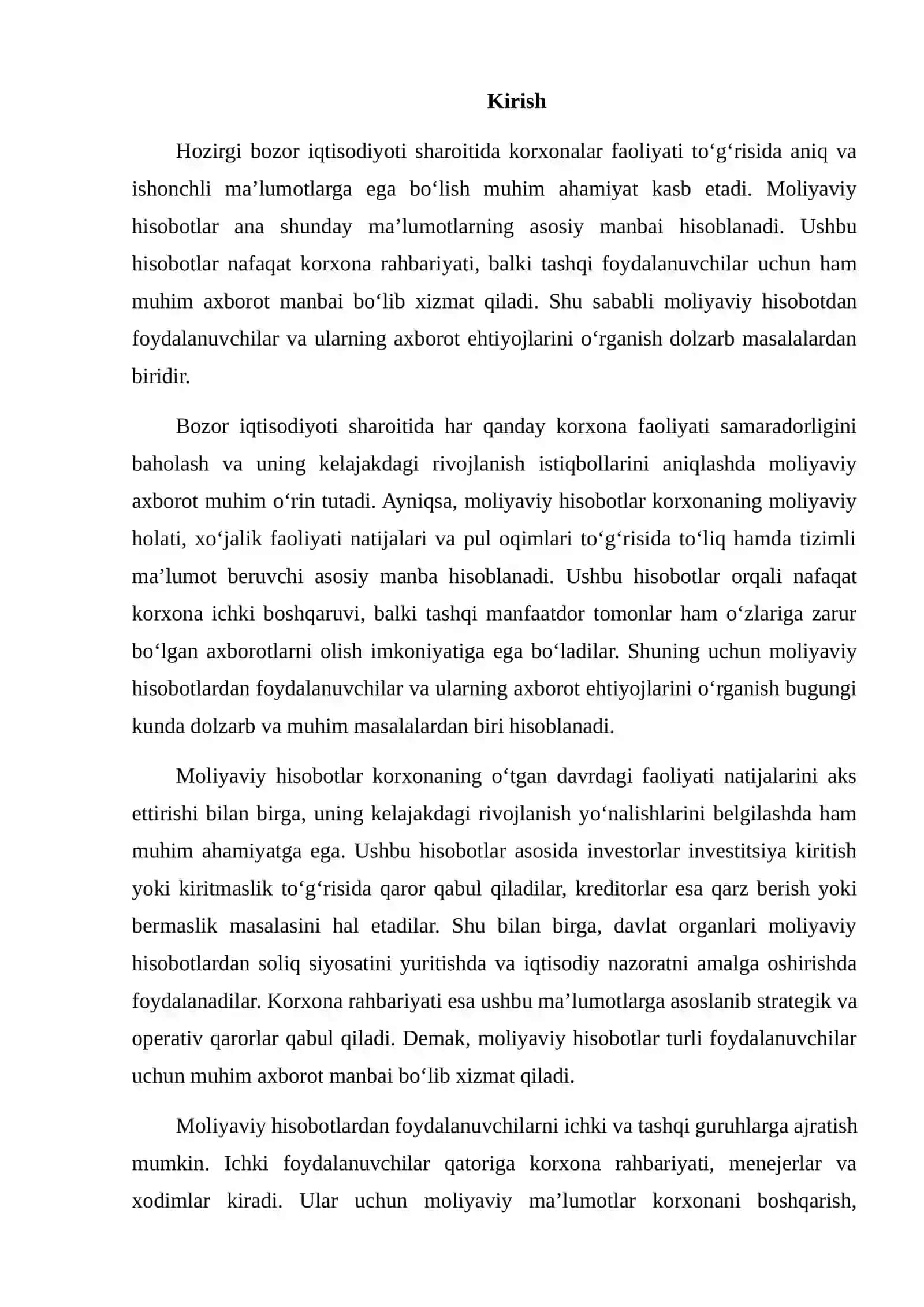 MOLIYAVIY HISOBOTDAN FOYDALANUVCHILAR VA ULARNING AXBOROT EHTIYOJLARI 2