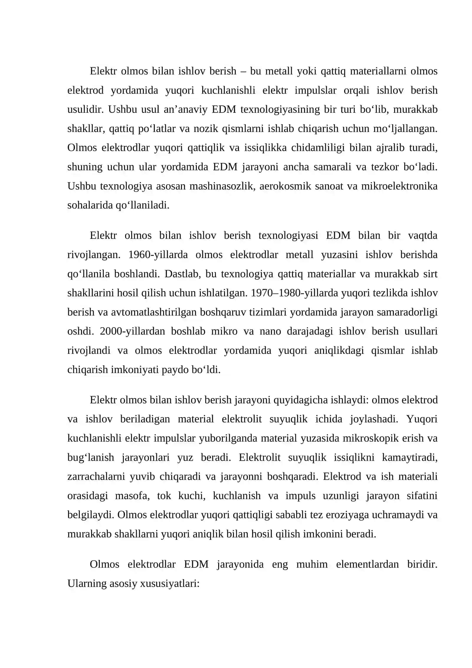 Elektr olmos bilan ishlov berish 2