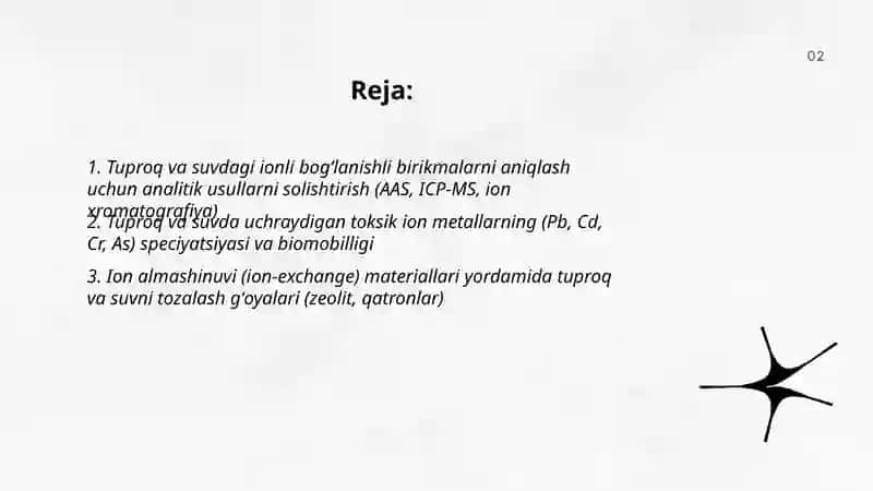 Tuproq va suvdagi ionli bog'lanish birikmalarni aniqlash 2
