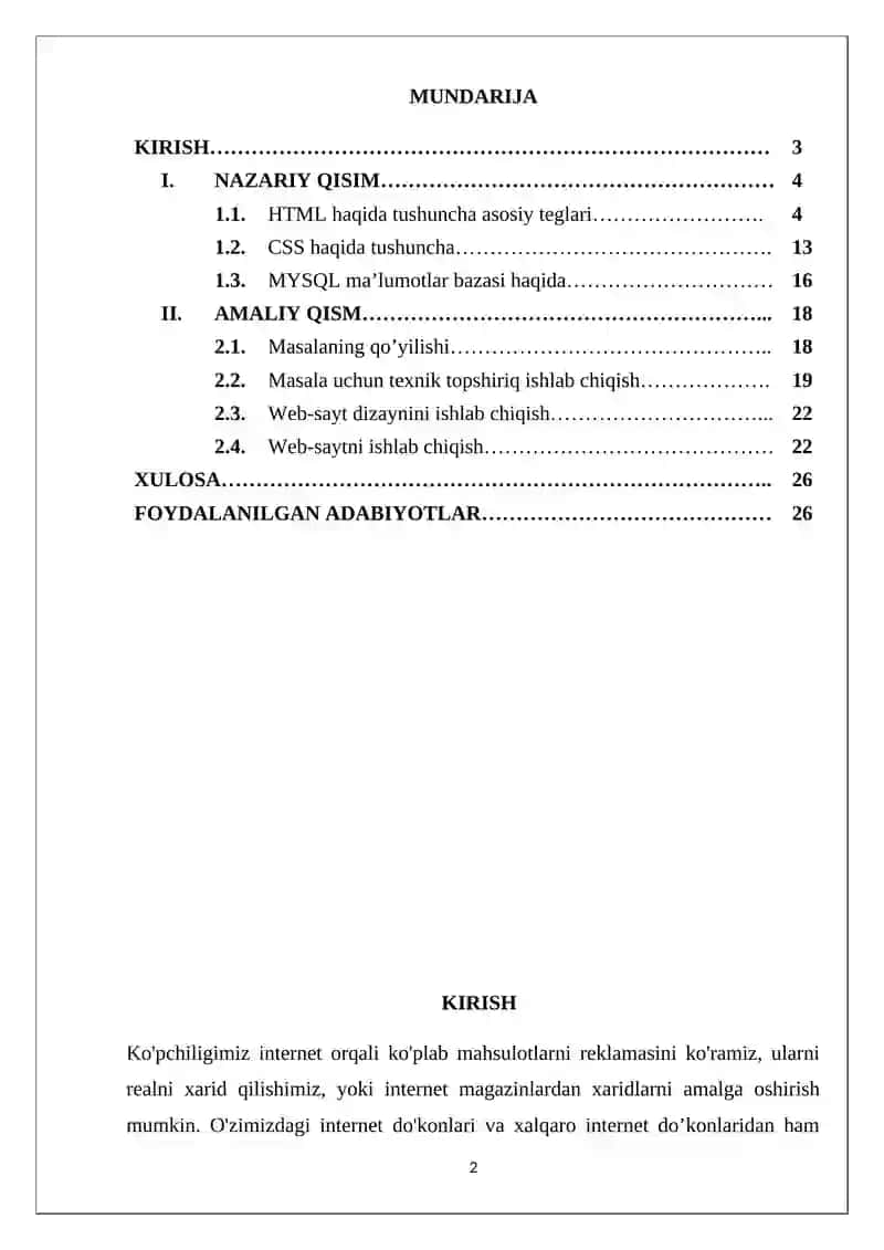 “Bolalar dunyosi” - online bozorini loyihalash 2