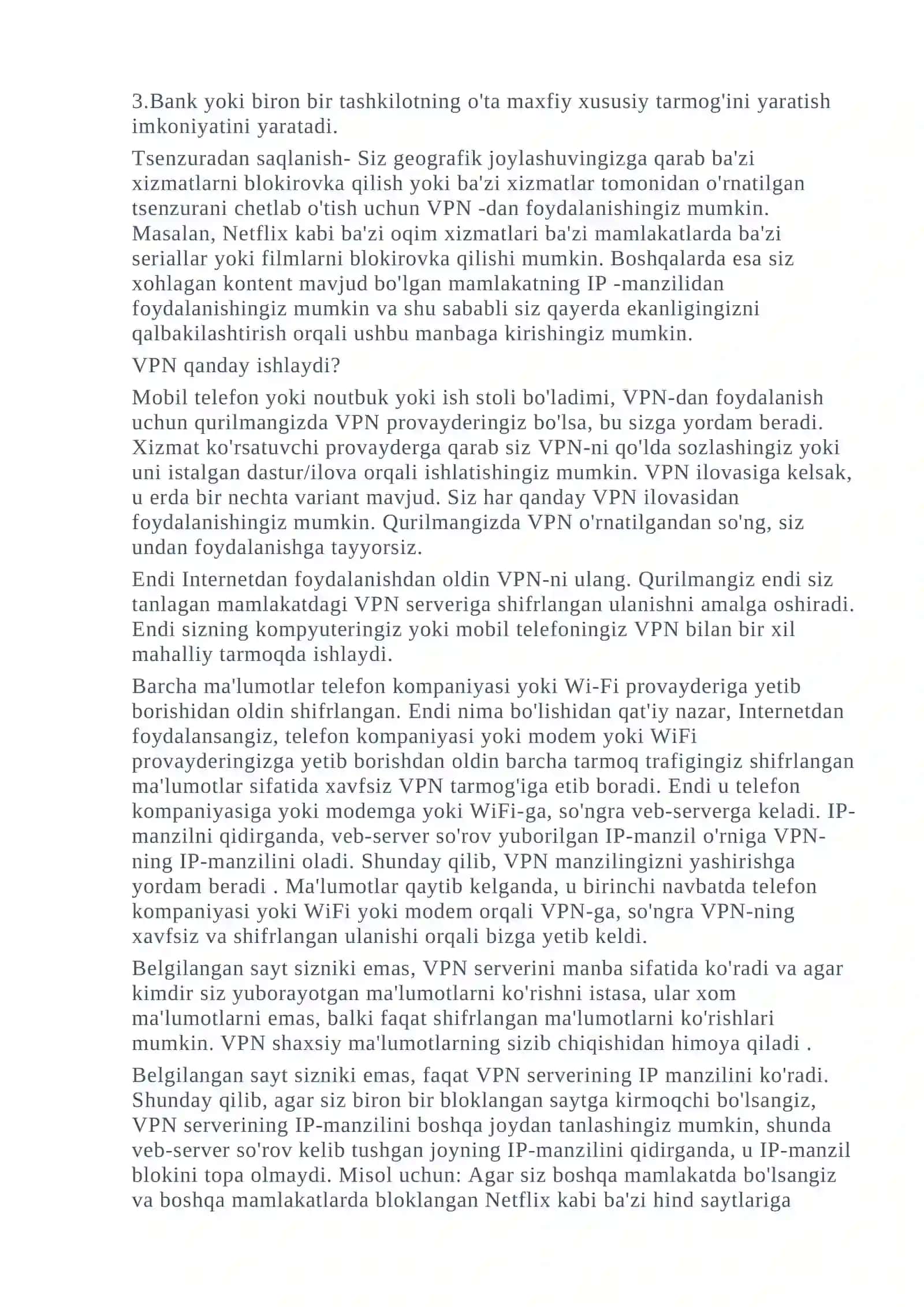 Xususiy xavfsiz virtual tarmoqlari VPN tarmog‘i 2