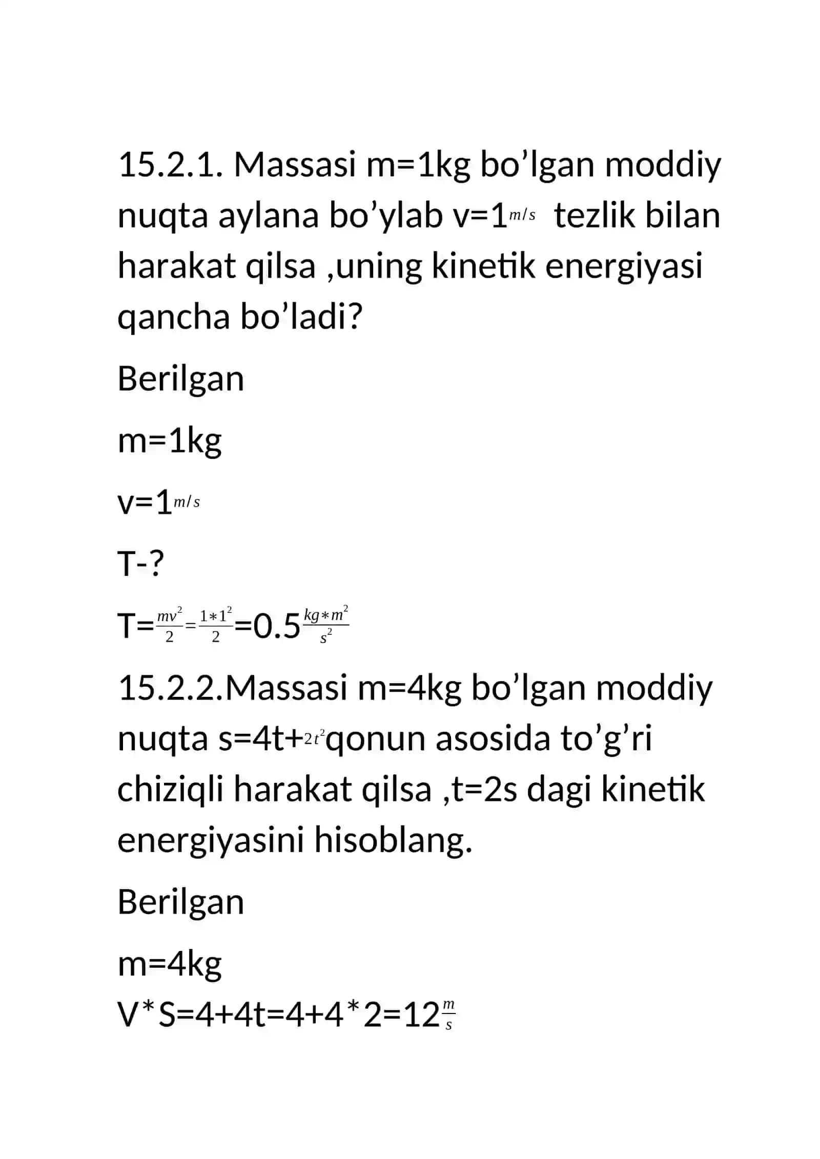 Nazariy mexanika fanidan tayyorlagan mustaqil ishi 2