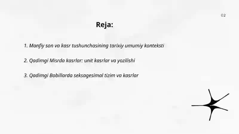 Manfiy son va kasr tushunchasining vujudga kelishi haqida tarixiy ma'lumot 2