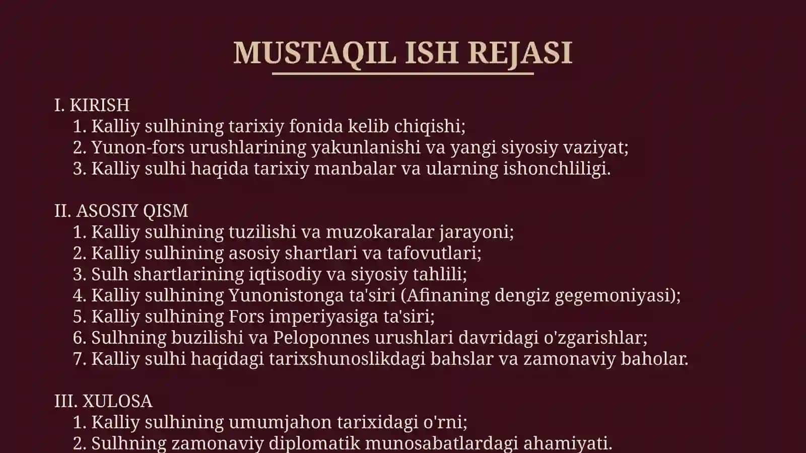 Kalliy sulhining shartlari va ahamiyati 2