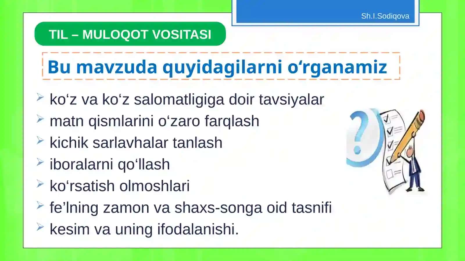 6-sinf Ona tili fani Otlarning lug'aviy shakllari dars taqdimot 2