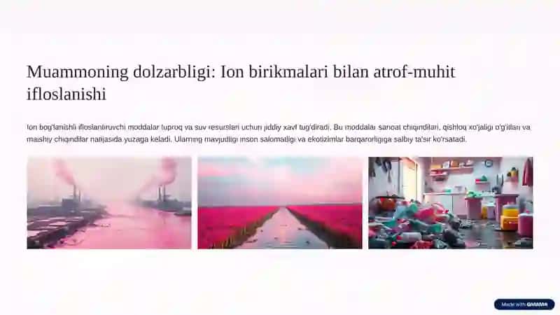 Ion bog'lanishli ifloslantiruvchi birikmalarni aniqlash va ulardan tozalash usullari 2