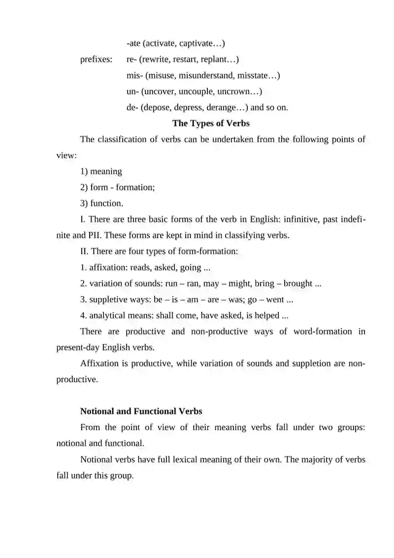Lecture 10: Verb as a Part of Speech in Modern English 2