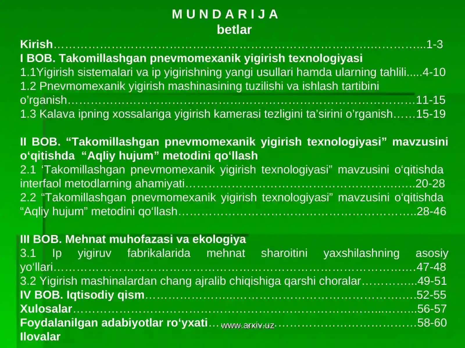 Takomillashgan pnevmomexanik yigirish texnologiyasi 2