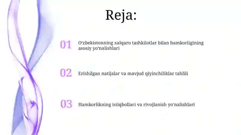 Oʻzbekistonning xalqaro tashkilotlar bilan hamkorligi 2