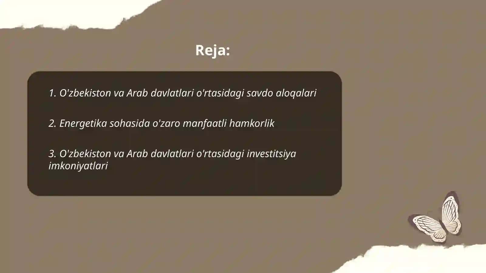 O'zbekiston va Arab davlatlari hamkorligi 2