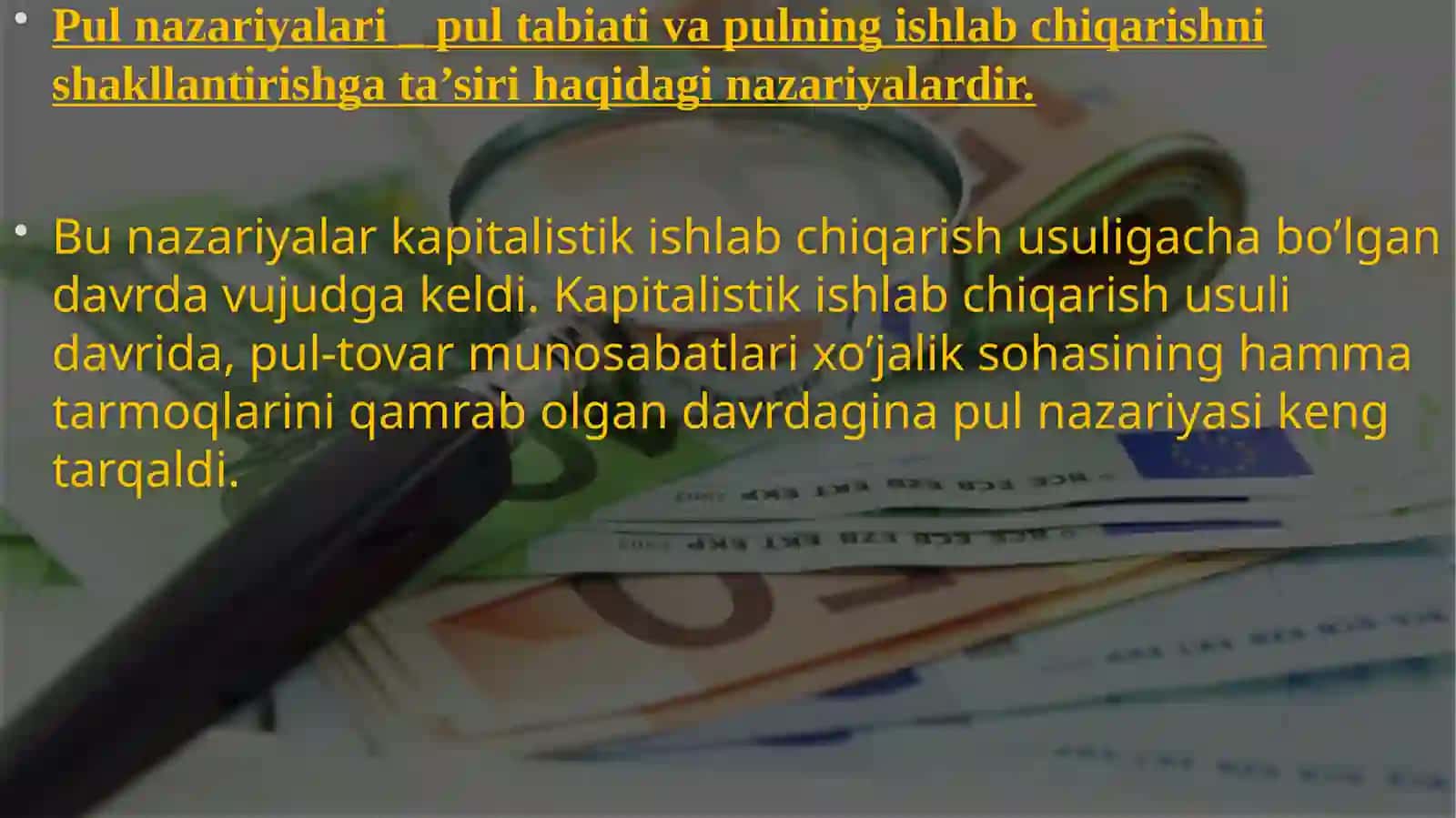 Pul nazariyalari 2