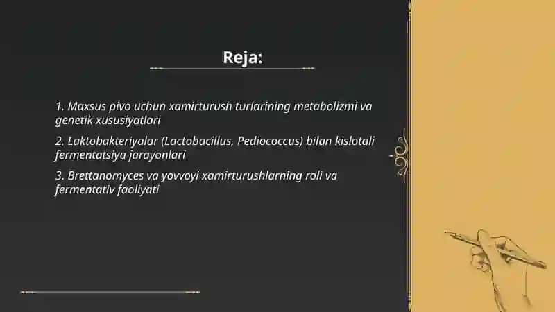 Maxsus tipdagi pivo ishlab chiqarishdagi biologik va kimyoviy jarayonlar 2