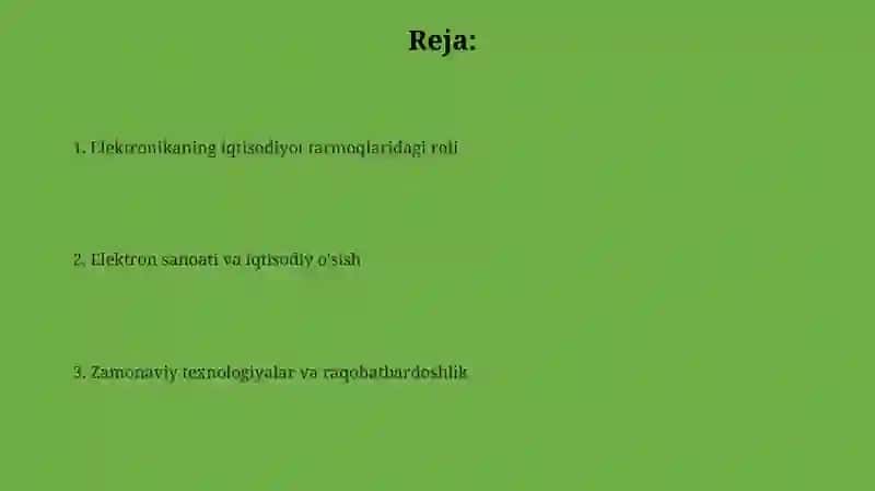 Elektronikaning iqtisodiyot tarmoqlaridagi roli 2