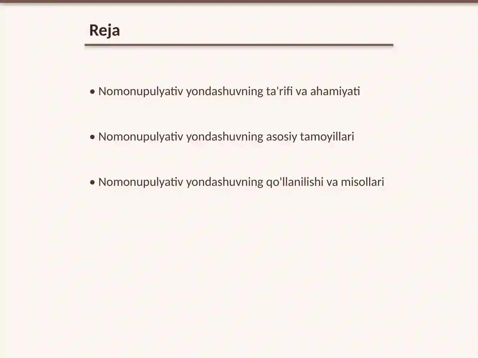 Nomonupulyativ yondashuv 2