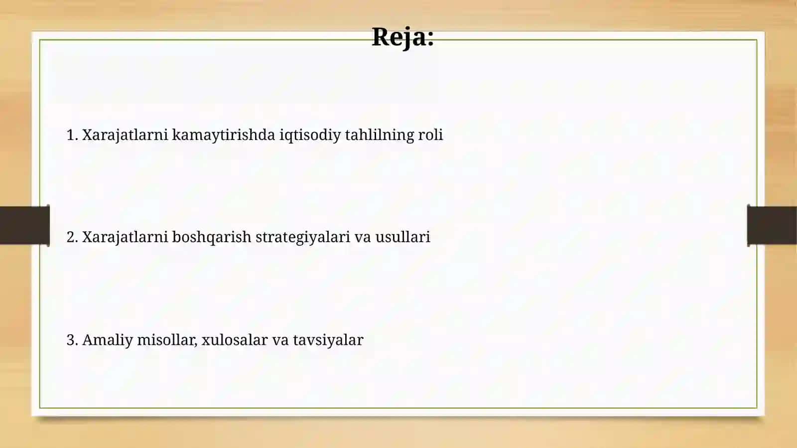 Xarajatlarni kamaytirishda iqtisodiy tahlilning roli 2