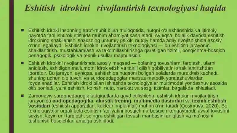 Eshitish  idrokini   rivojlantirish texnologiyasi   ta'limining tamoyillari. 2