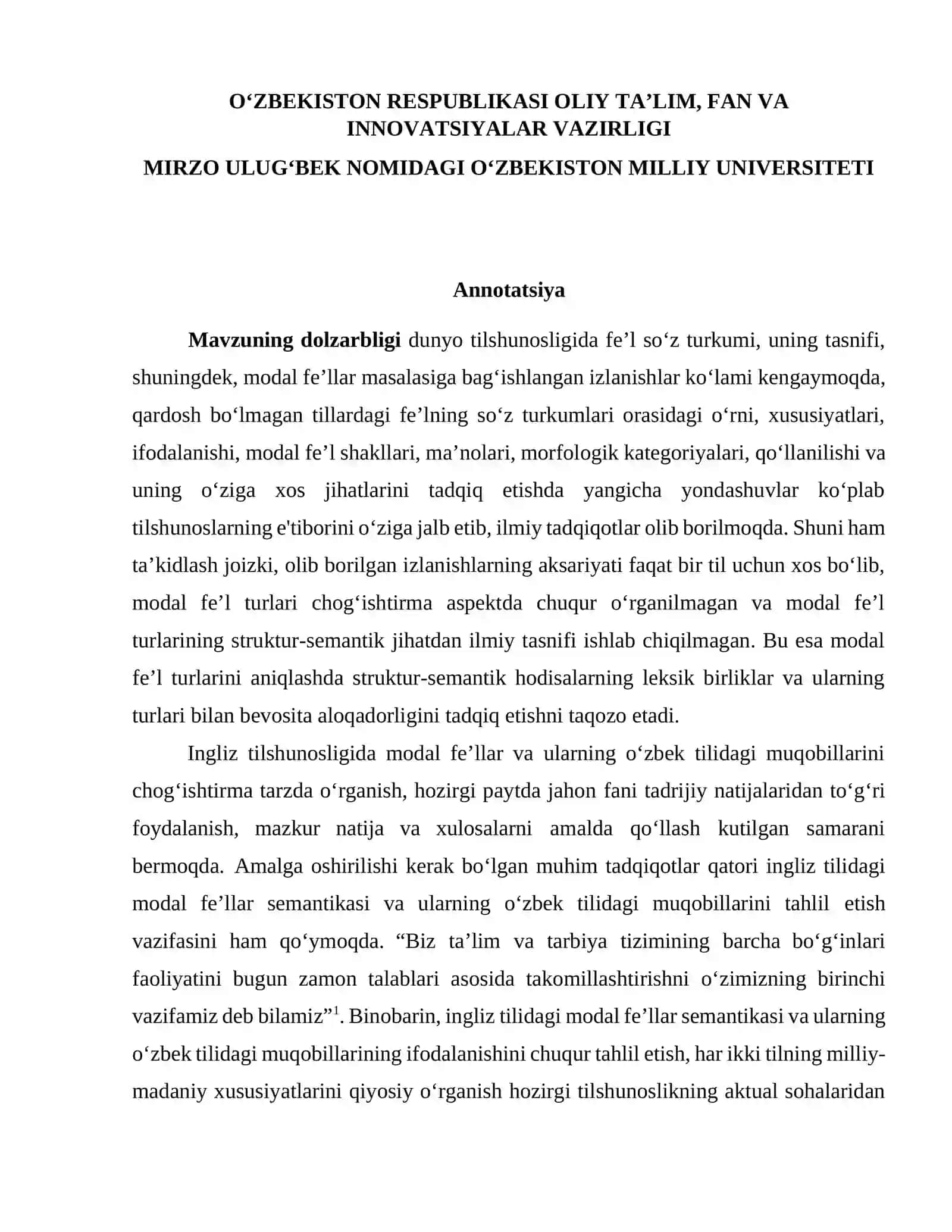 INGLIZ TILIDAGI MODAL FE’LLAR SEMANTIKASI VA ULARNING O‘ZBEK TILIDAGI MUQOBILLARI 2
