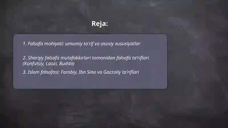 Falsafa ning mohiyati sharq va garb falsafasi mutafakkirlari tariflari tasnifi 2