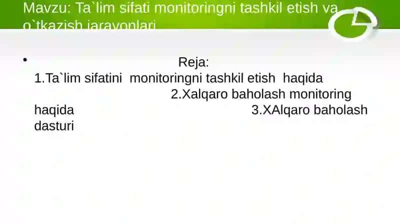 Meyliyeva Gulbahorning XALQARO baholash fanidan taqdimoti 2