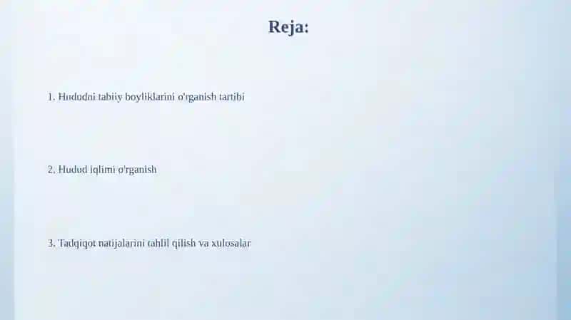 O’lka tabiiy boyliklarini o’rganish tartibi 2