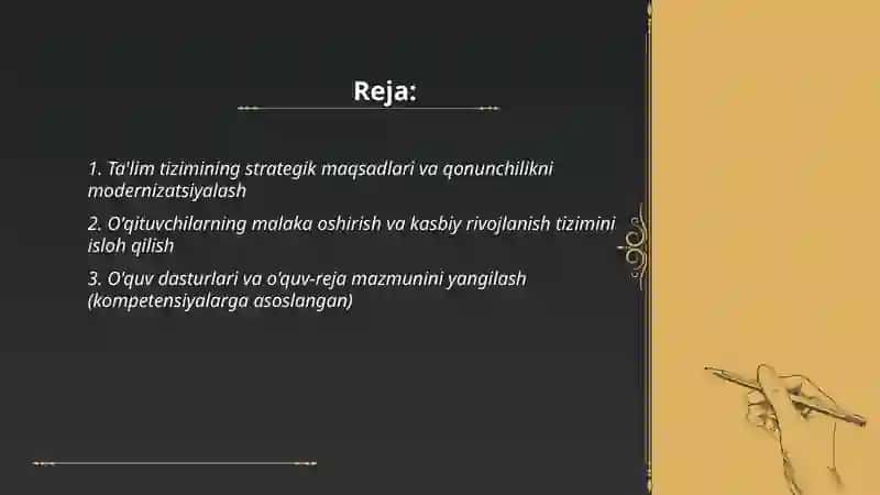 Yangi O'zbekiston taraqqiyot strategiyasida ta'lim tizimidagi islohotlar 2