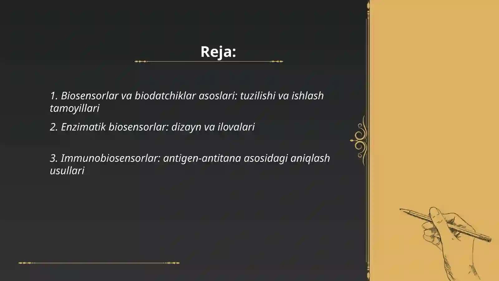 Biosensorlar va biodatchiklar asoslari: tuzilishi va ishlash tamoyillari 2