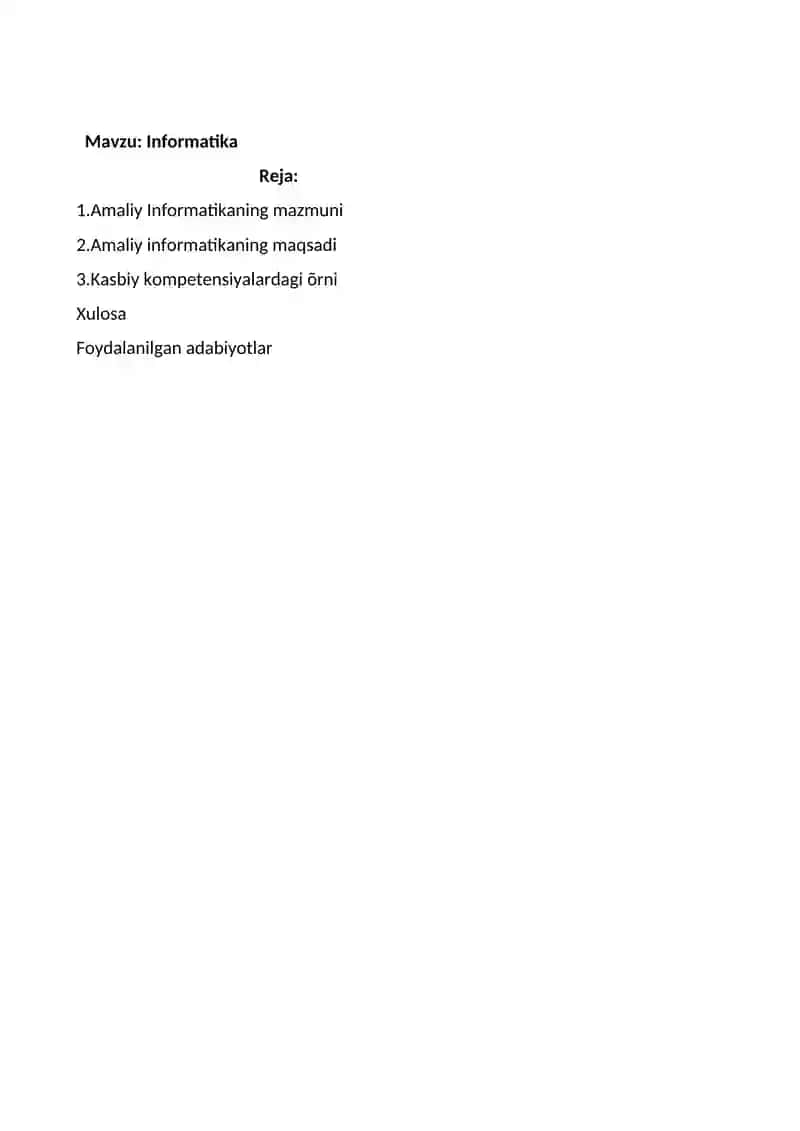 Amaliy Informatika REFERAT 2