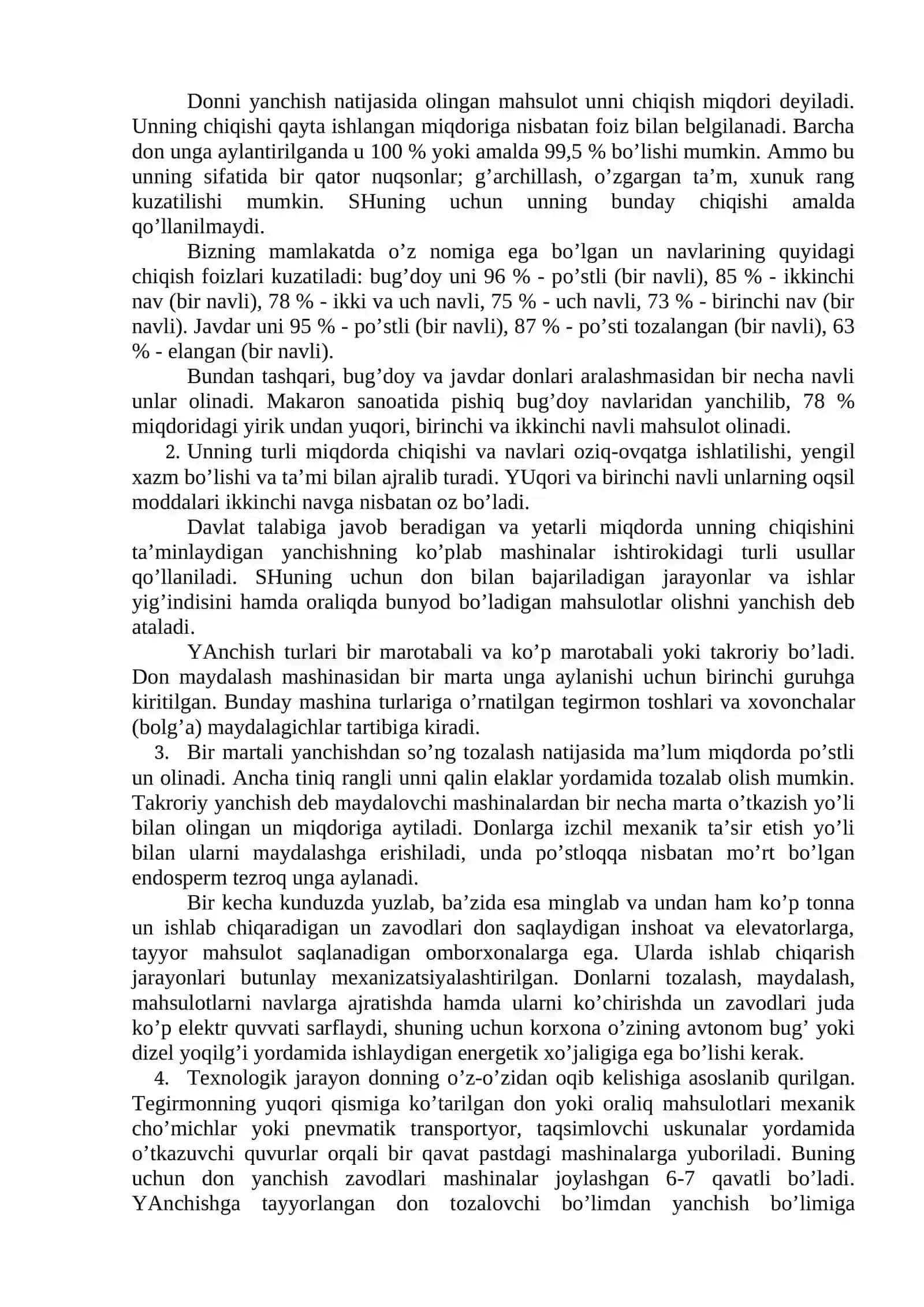DONNI QAYATA ISHLASH ASOSLARI. UN VA YORMA ISHLAB CHIQARISH VA SAQLASH 2