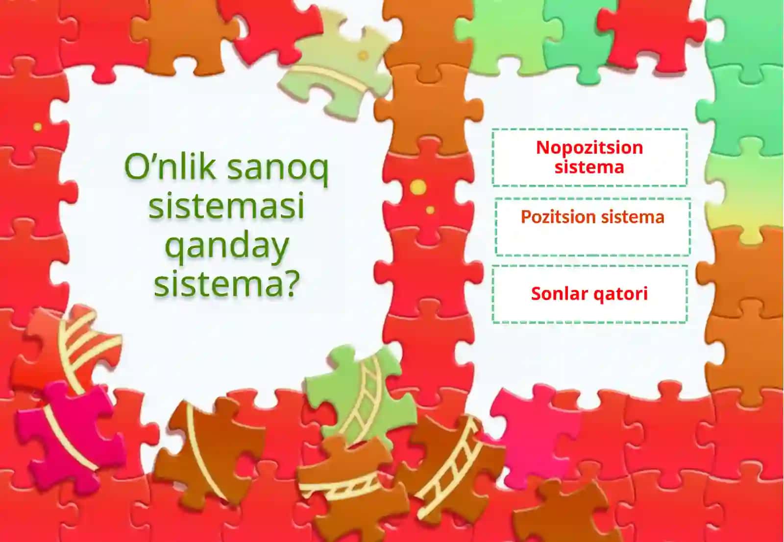4-sinf Matematika fanidan test sinovi slayd 2