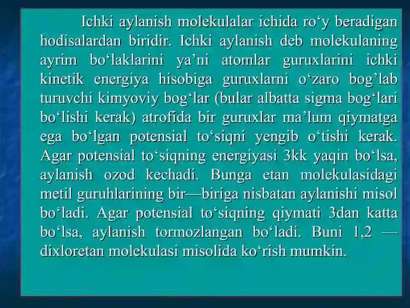 Ichki molikulyar aylanish va Konformatsiyalar 2