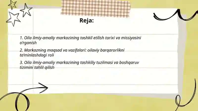 Oila "ilmiy -amaliy markazi faoliyatini oʻrganish va ahamiyatini yoritish 2